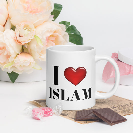 I Love Islam- White glossy mug